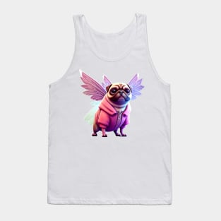 Cute Pug in Pink Fairy Costume - Adorable Dog in Whimsical Pink Fairy Outfit Tank Top